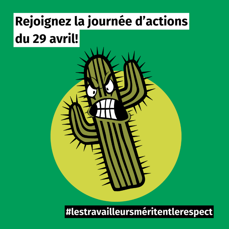 Visuel d'appel à mobilisation pour la journée d'actions nationales du 29 avril